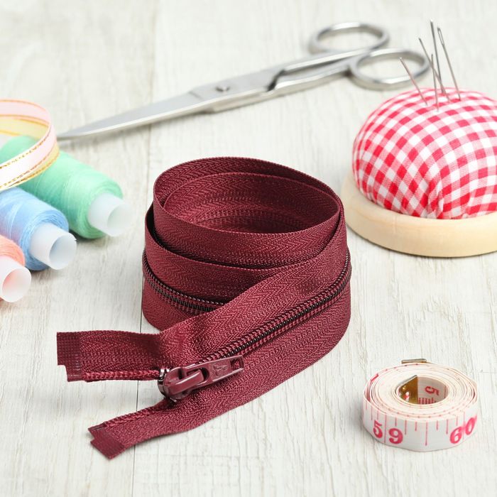 Молния "Спираль", №5, разъёмная, 60см, цвет бордовый