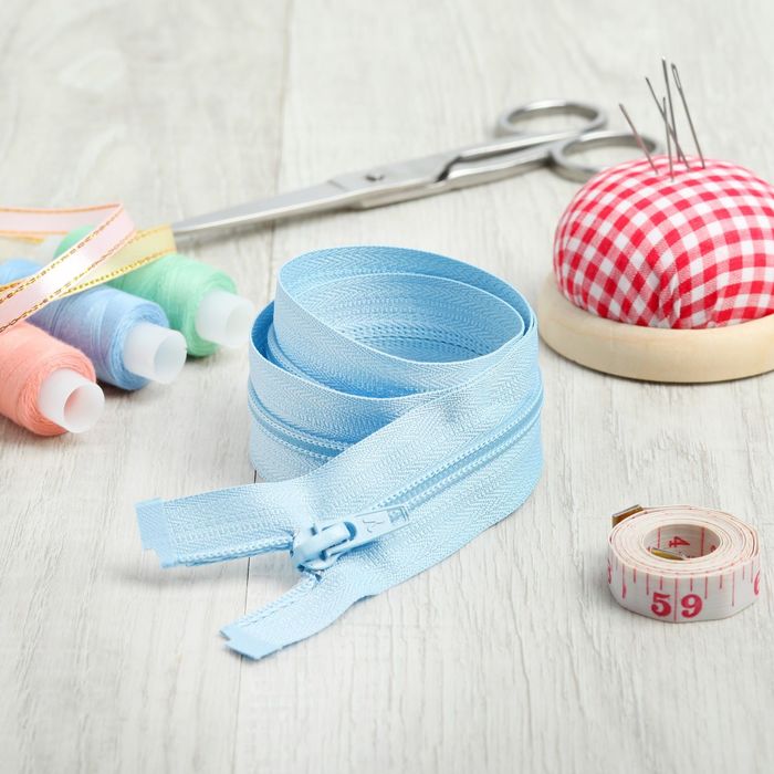 Молния "Спираль", №5, разъёмная, 60см, цвет голубой