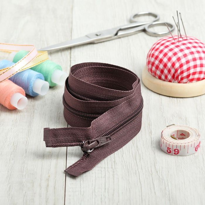 Молния "Спираль", №5, разъёмная, 60см, цвет коричневый