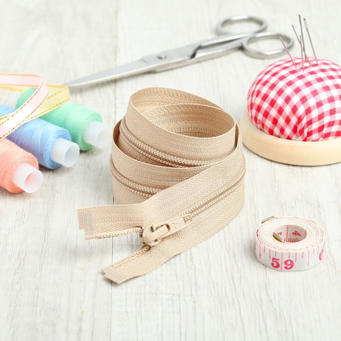 Молния "Спираль", №5, разъёмная, 60см, цвет светло-бежевый