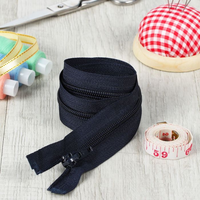 Молния "Спираль", №5, разъёмная, 60см, цвет тёмно-синий