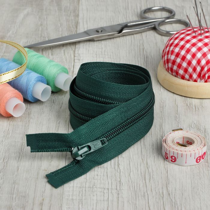 Молния "Спираль", №5, разъёмная, 70см, цвет тёмно-зелёный