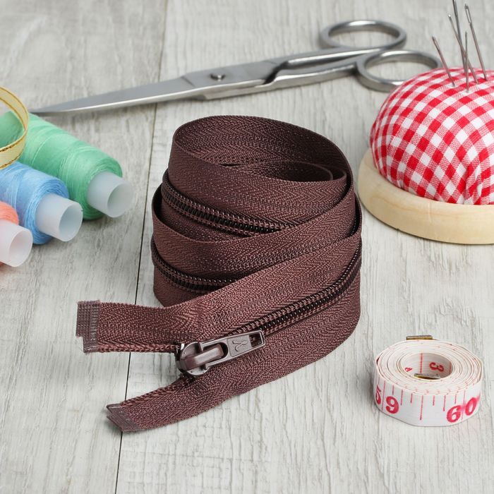 Молния "Спираль", №5, разъёмная, 70см, цвет коричневый