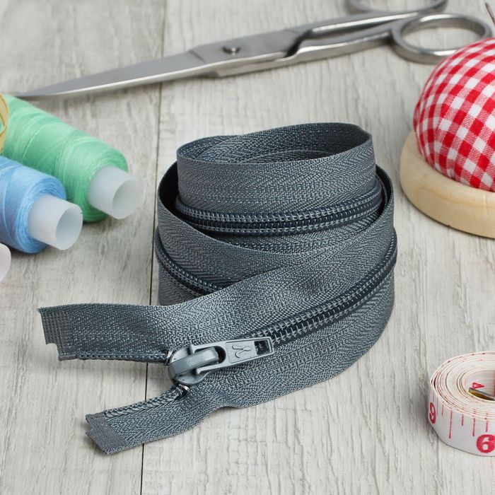 Молния "Спираль", №5, разъёмная, 70см, цвет тёмно-серый