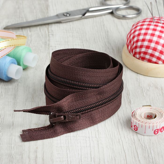 Молния "Спираль", №5, разъёмная, 85см, цвет шоколадный