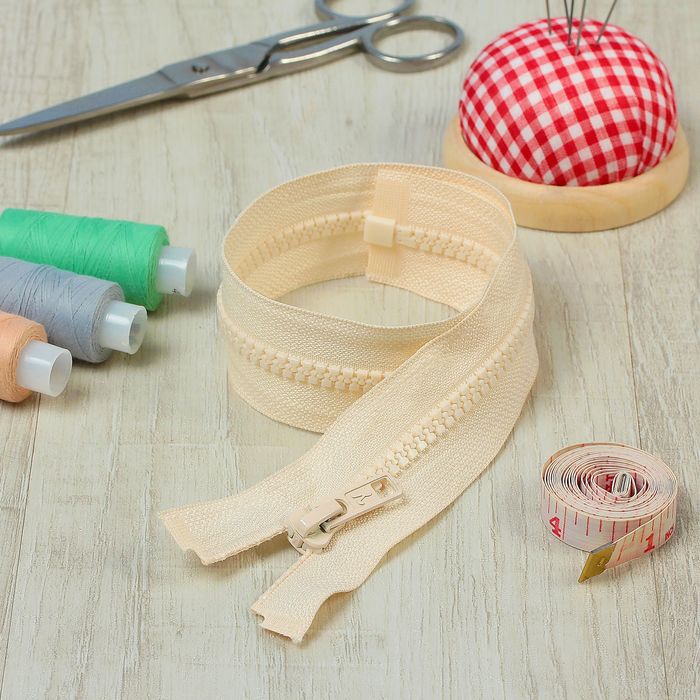 Молния "Трактор", №5, разъёмная, 40см, цвет кремовый