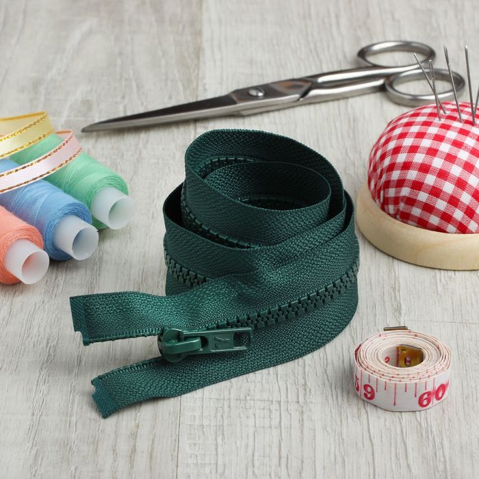 Молния "Трактор", №5, разъёмная, 70см, цвет тёмно-зелёный