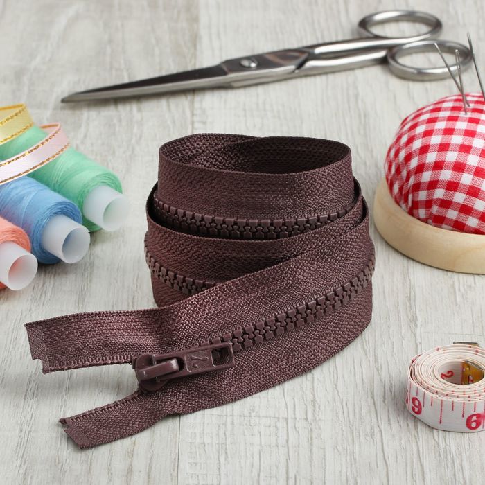 Молния "Трактор", №5, разъёмная, 70см, цвет коричневый