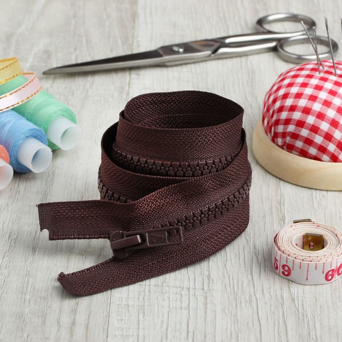 Молния "Трактор", №5, разъёмная, 70см, цвет шоколадный