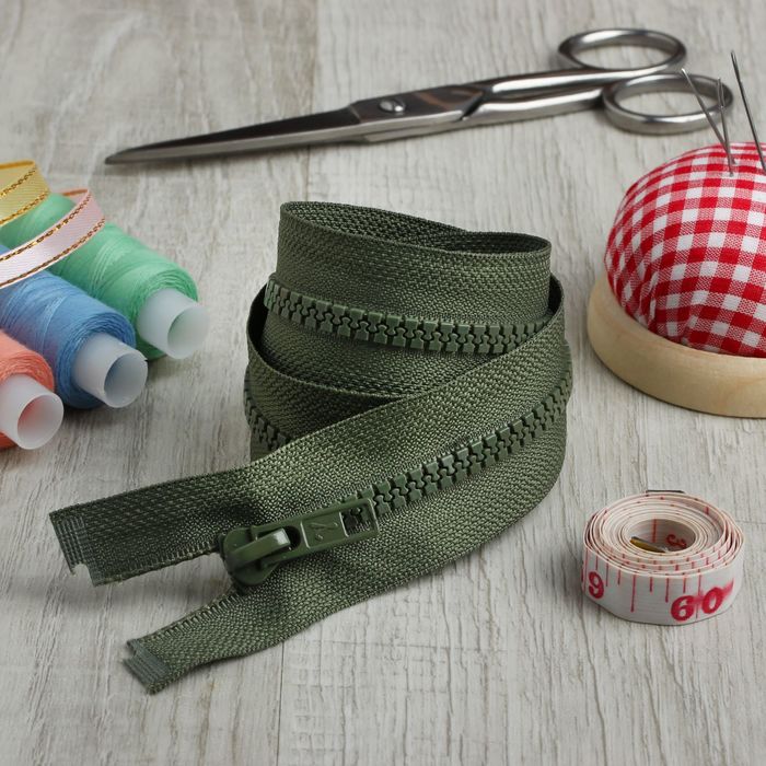 Молния "Трактор", №5, разъёмная, 70см, цвет хаки