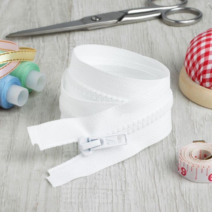 Молния "Трактор", №5, разъёмная, 75см, цвет белый