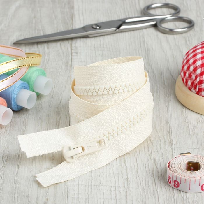 Молния "Трактор", №5, разъёмная, 75см, цвет кремовый