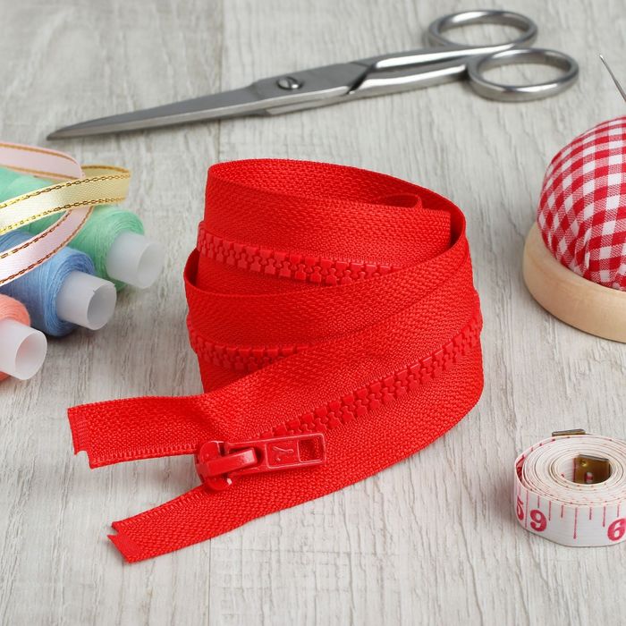 Молния "Трактор", №5, разъёмная, 75см, цвет красный