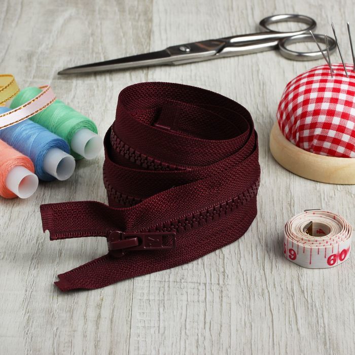 Молния "Трактор", №5, разъёмная, 75см, цвет бордовый