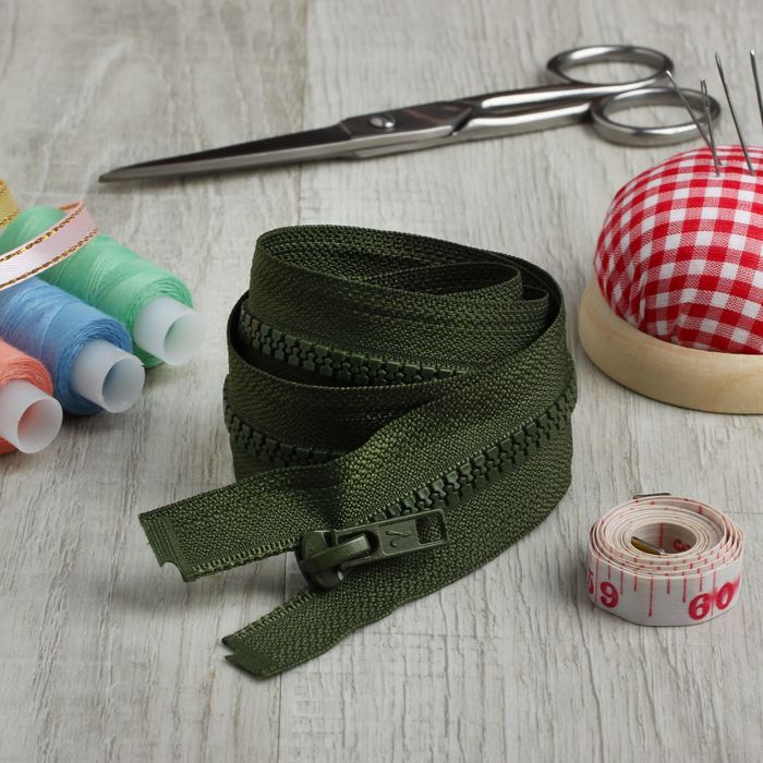 Молния "Трактор", №5, разъёмная, 75см, цвет хаки