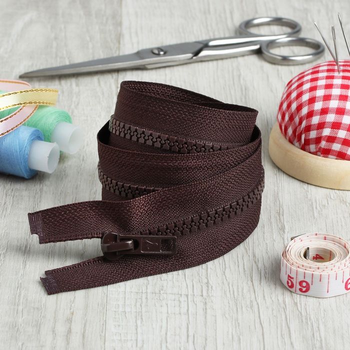 Молния "Трактор", №5, разъёмная, 75см, цвет шоколадный