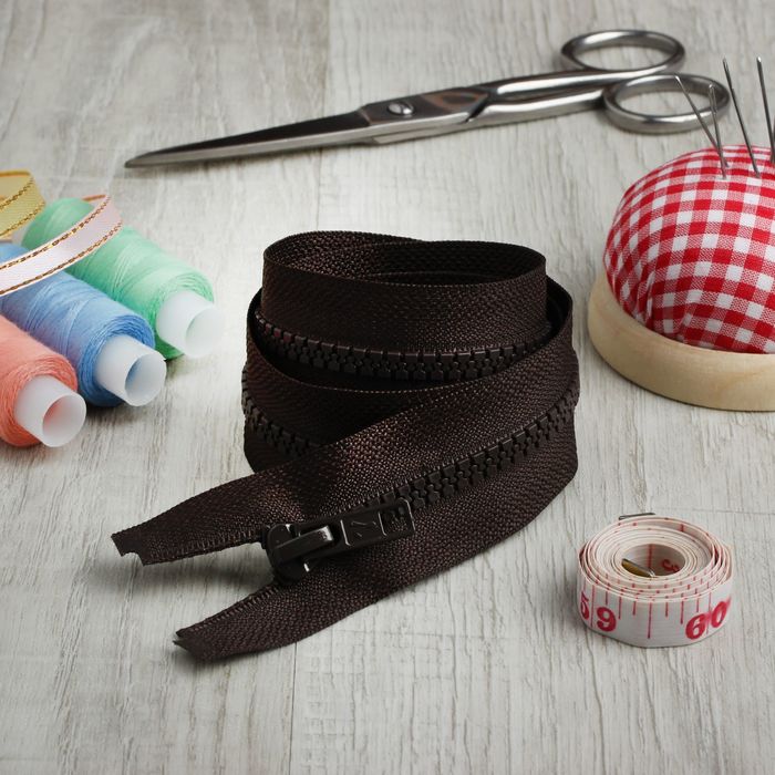 Молния "Трактор", №5, разъёмная, 75см, цвет тёмно-коричневый