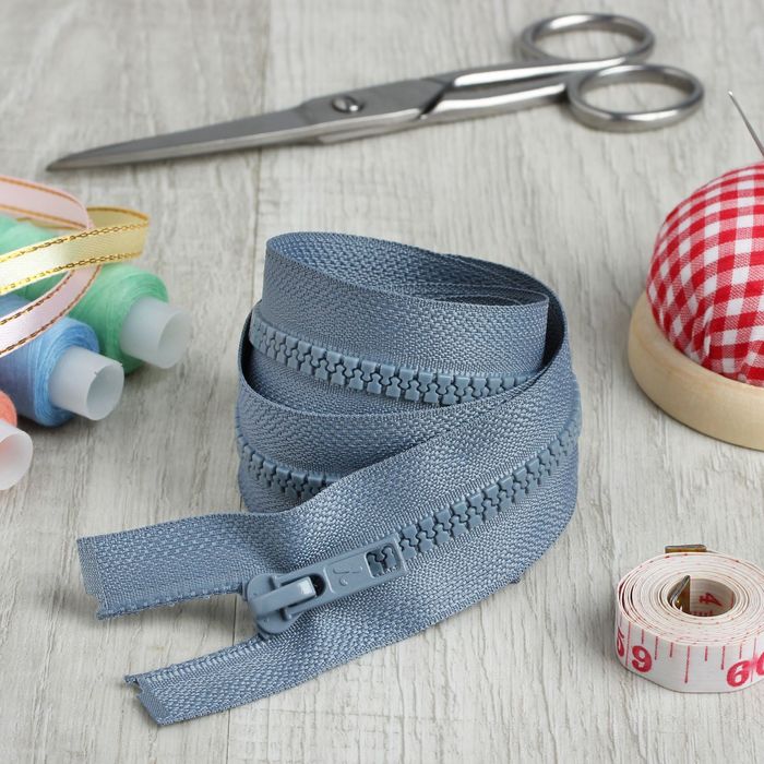 Молния "Трактор", №5, разъёмная, 75см, цвет серый