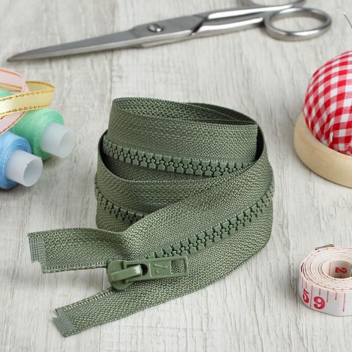 Молния "Трактор", №5, разъёмная, 75см, цвет хаки