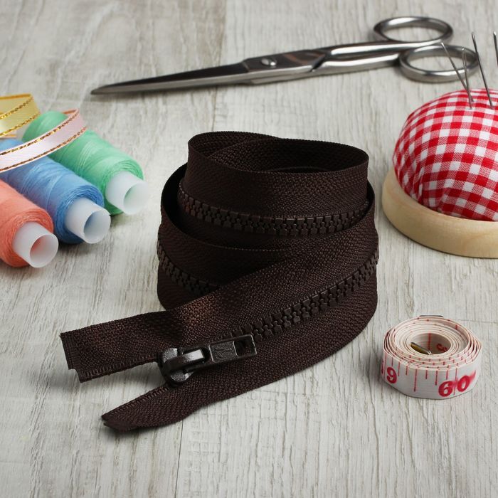 Молния "Трактор", №5, разъёмная, 75см, цвет горький шоколад