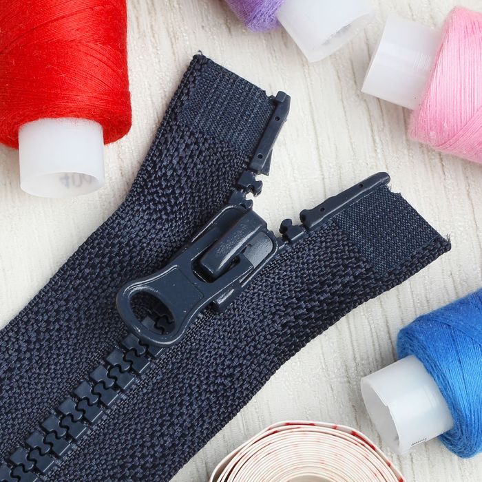 Молния "Трактор", №5, разъёмная, 2 бегунка, 70см, цвет тёмно-синий