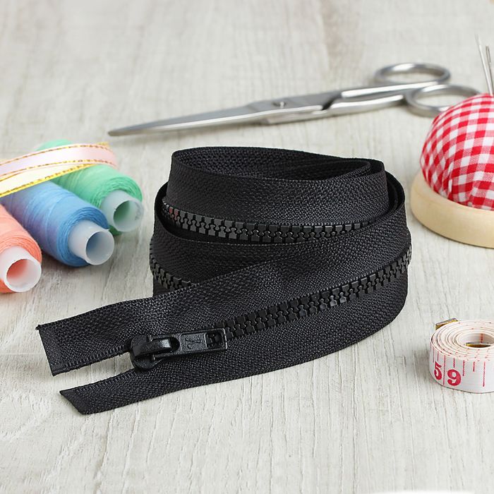 Молния "Трактор", №5, разъёмная, 2 бегунка, 130см, цвет чёрный