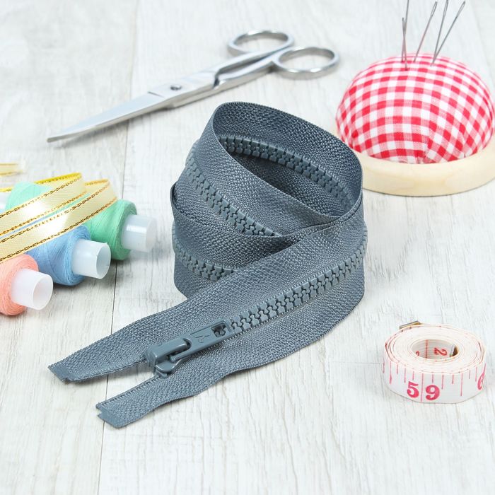 Молния "Трактор", №5, разъёмная, 50см, цвет тёмно-серый