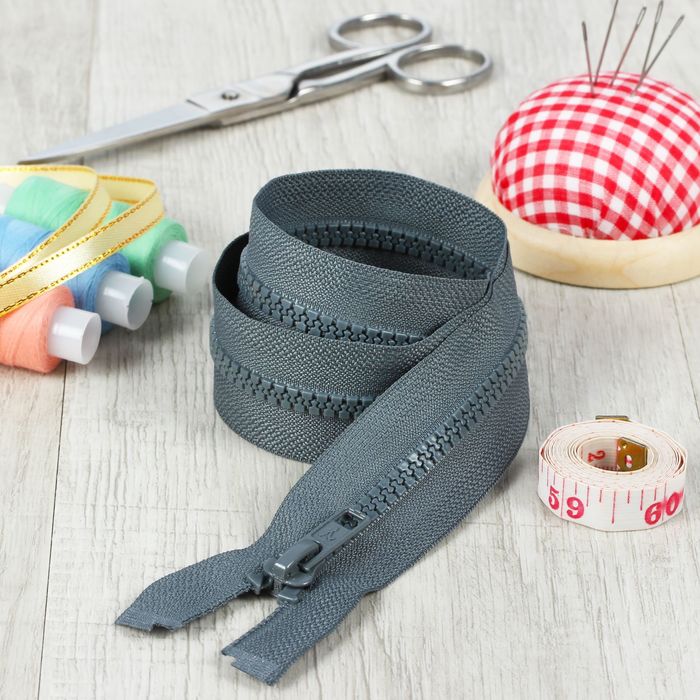 Молния "Трактор", №5, разъёмная, 55см, цвет тёмно-серый