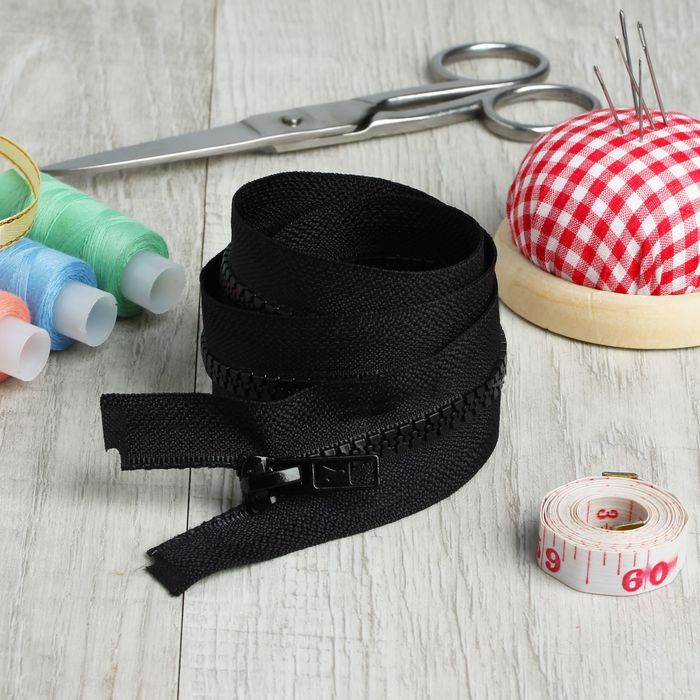 Молния "Трактор", №5, разъёмная, 65см, цвет чёрный