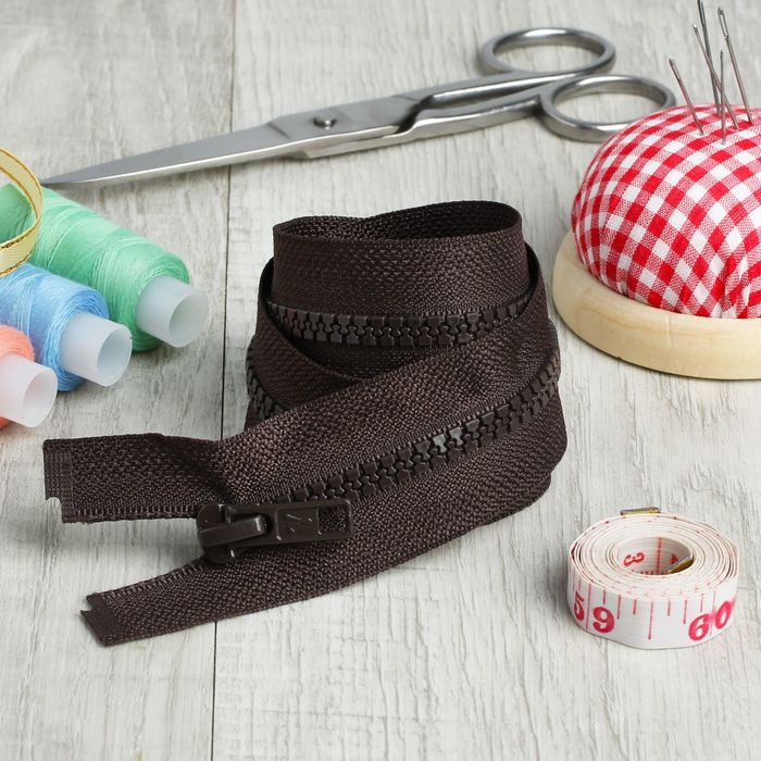 Молния "Трактор", №5, разъёмная, 65см, цвет тёмно-коричневый