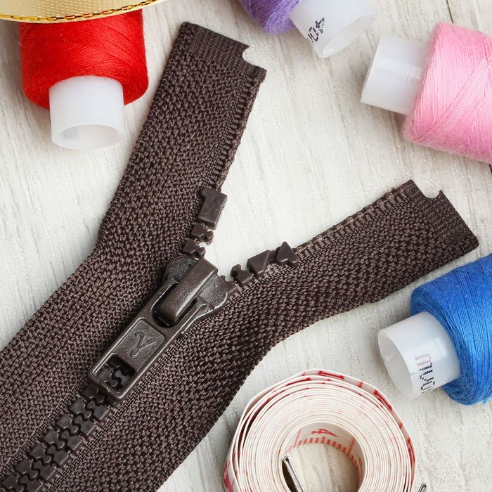 Молния "Трактор", №5, разъёмная, 65см, цвет тёмно-коричневый