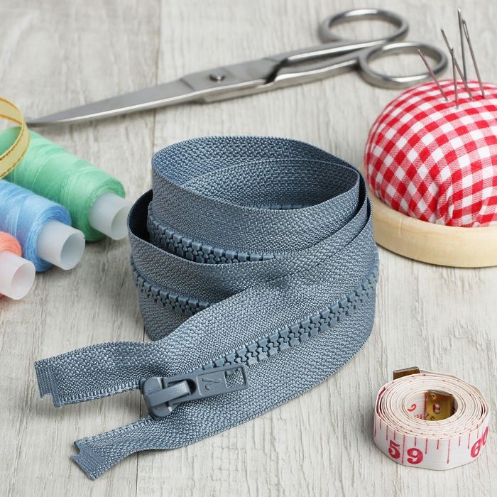 Молния "Трактор", №5, разъёмная, 65см, цвет серый