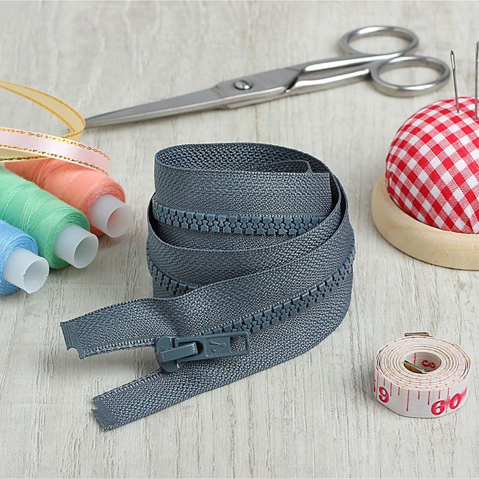 Молния "Трактор", №5, разъёмная, 90см, цвет тёмно-серый