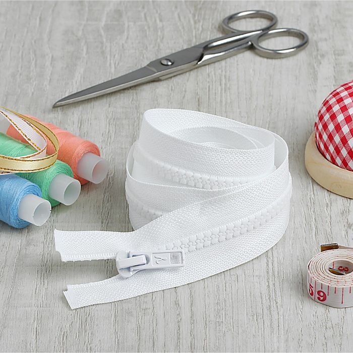 Молния "Трактор", №5, разъёмная, 2 бегунка, 100см, цвет белый