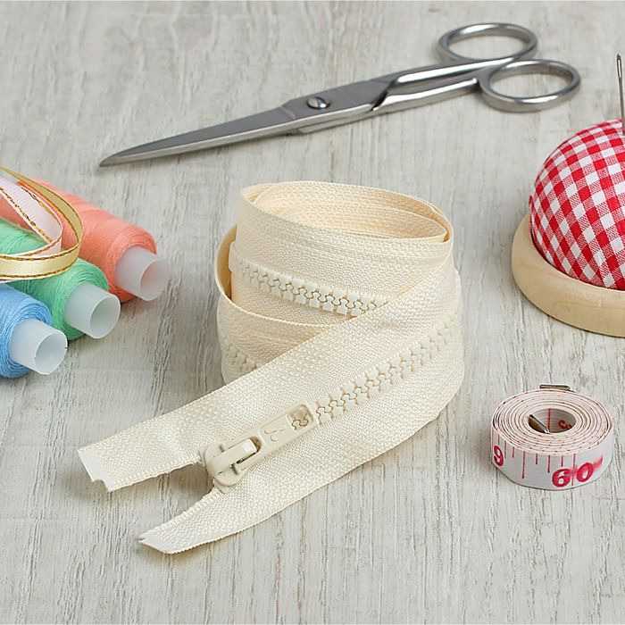 Молния "Трактор", №5, разъёмная, 2 бегунка, 100см, цвет кремовый