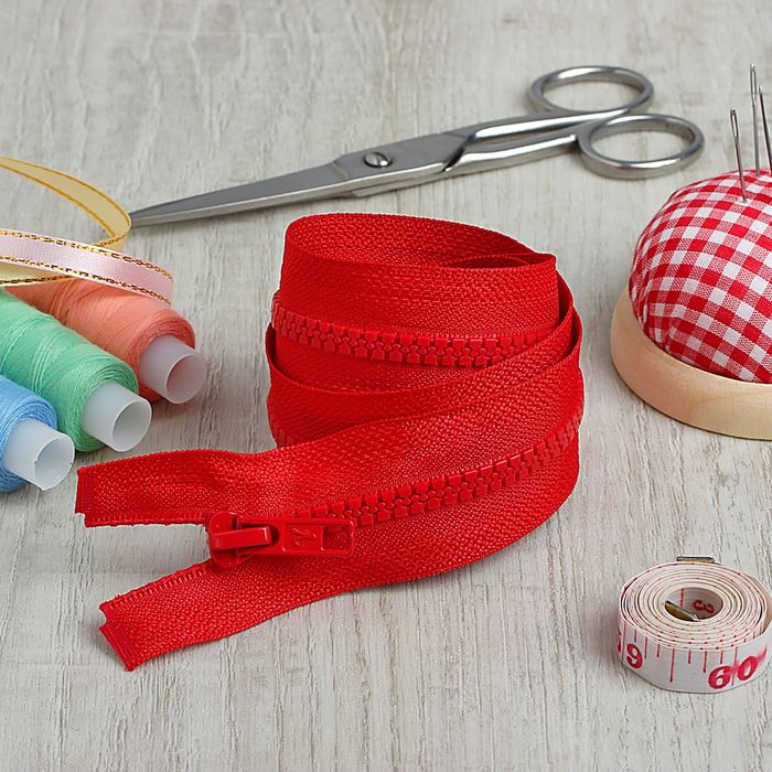 Молния "Трактор", №5, разъёмная, 2 бегунка, 100см, цвет тёмно-красный