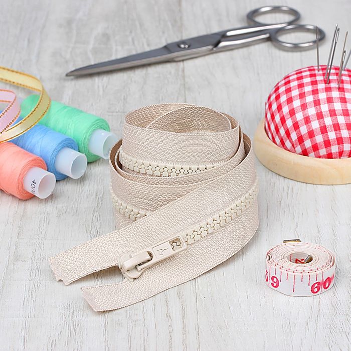 Молния "Трактор", №5, разъёмная, 2 бегунка, 100см, цвет слоновая кость