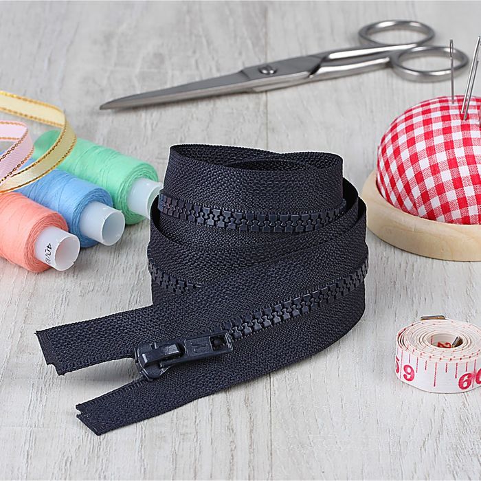 Молния "Трактор", №5, разъёмная, 2 бегунка, 100см, цвет чёрно-синий