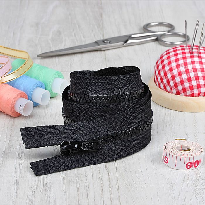 Молния "Трактор", №5, разъёмная, 2 бегунка, 110см, цвет чёрный