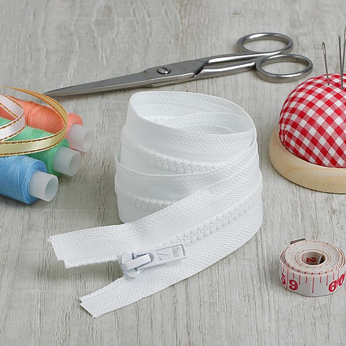 Молния "Трактор", №5, разъёмная, 2 бегунка, 110см, цвет белый