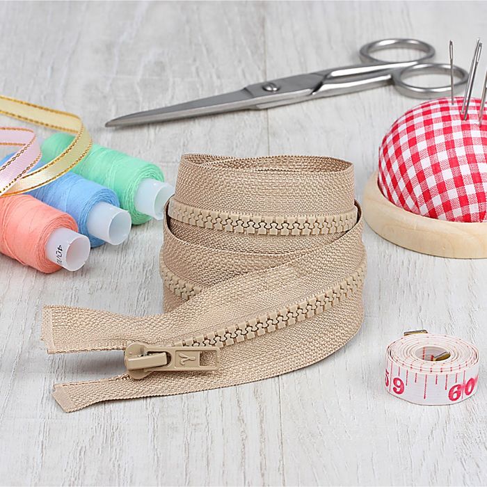 Молния "Трактор", №5, разъёмная, 2 бегунка, 110см, цвет светло-бежевый