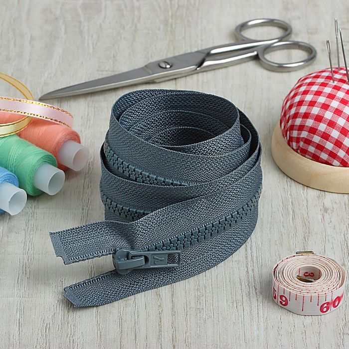 Молния "Трактор", №5, разъёмная, 2 бегунка, 110см, цвет тёмно-серый