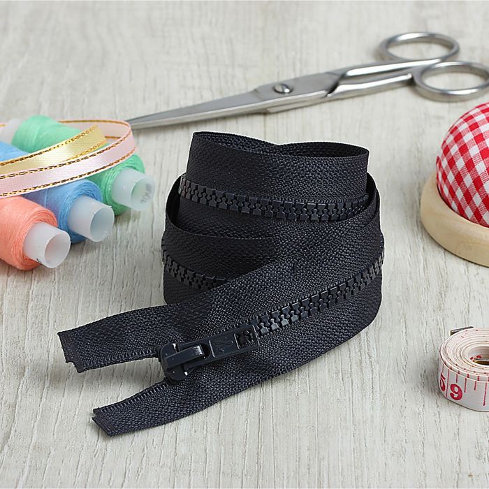 Молния "Трактор", №5, разъёмная, 2 бегунка, 110см, цвет чёрно-синий