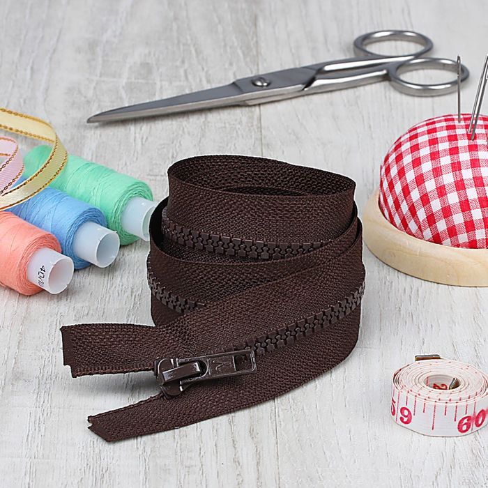 Молния "Трактор", №5, разъёмная, 2 бегунка, 110см, цвет горький шоколад