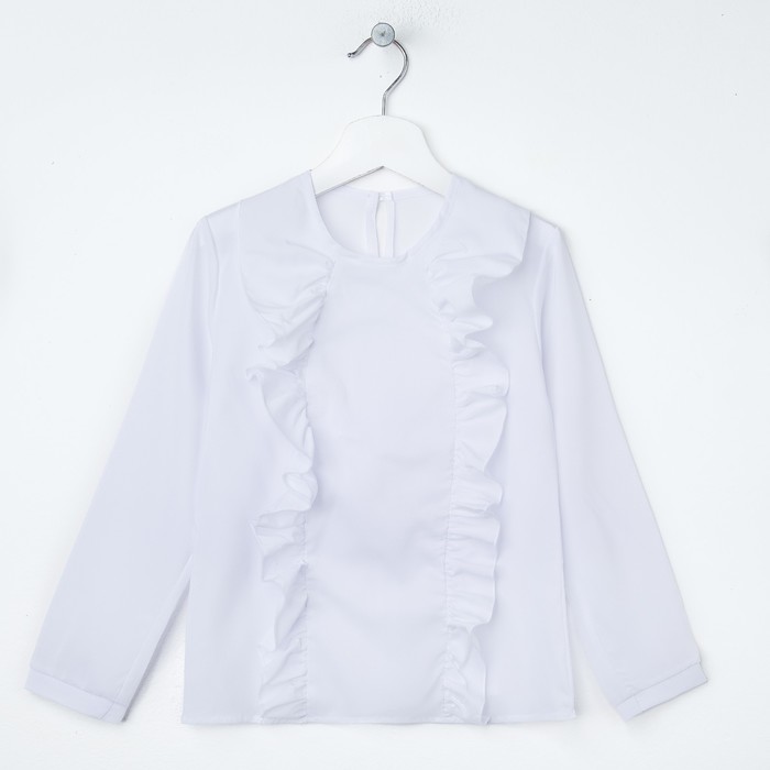 Блузка с воланами для девочки "Лика" , рост 122-128 см, цвет белый БШЛ