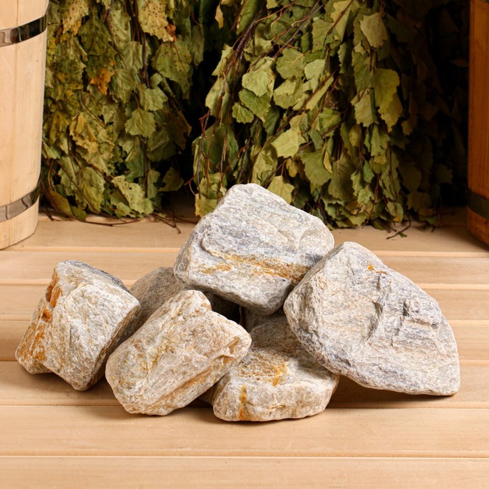 Камень для бани Кварцит обвалованный, коробка 20 кг камень для бани и сауны огненный камень кварцит 20 кг