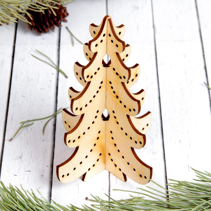 Сувенир новогодний "Ель на подставке" двойная под роспись