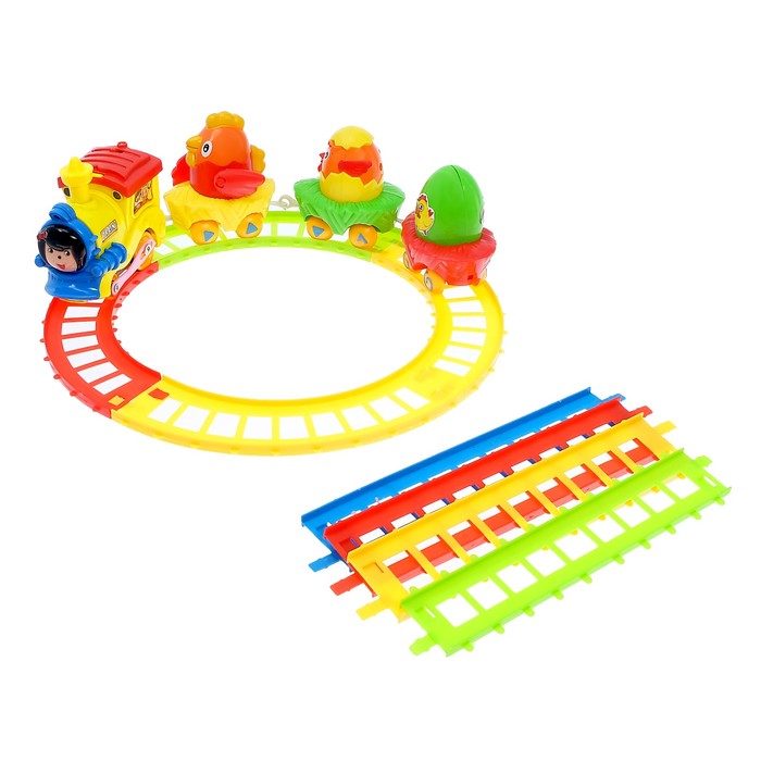 Железная дорога "Веселый поезд", работает от батареек, звуковые эффекты