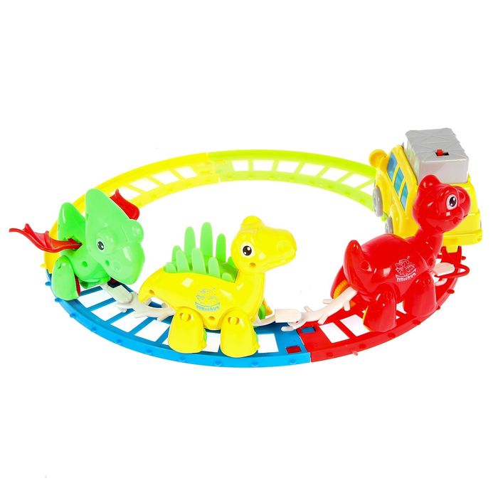 Железная дорога "Веселый поезд", работает от батареек, звуковые эффекты