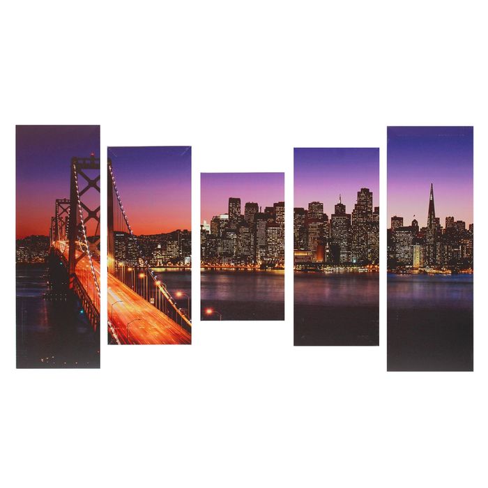 Модульная картина на подрамнике "Ночной мост"